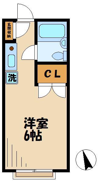 桜ヒルズ(1K/2階)の間取り写真