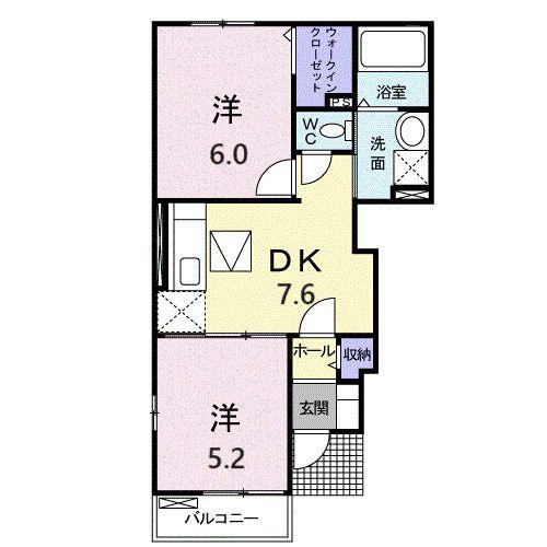 MSレジデンスI(2DK/1階)の間取り写真