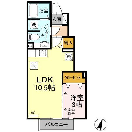 グレイスコート清原台A(1LDK/1階)の間取り写真