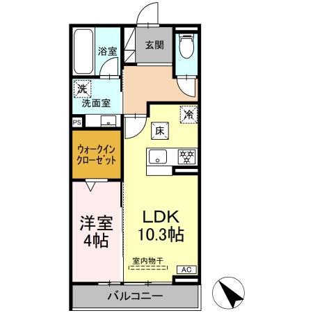 ノヴァーリス恵(1LDK/1階)の間取り写真