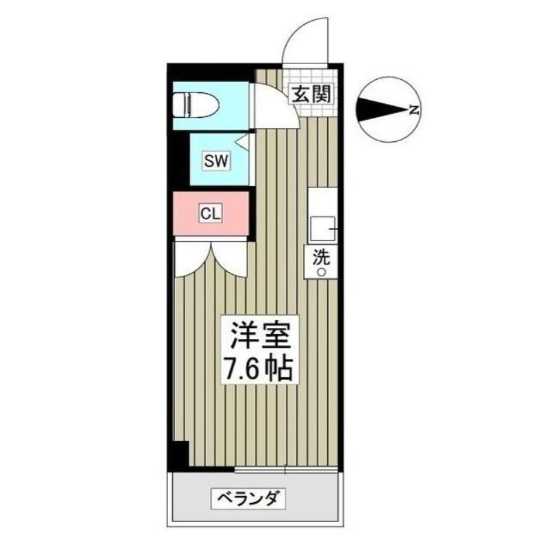 小手指・シティーハイツ(ワンルーム/2階)の間取り写真