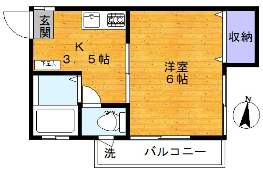 シュロス原町(1K/2階)の間取り写真