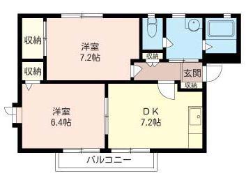 ディアスA(2DK/1階)の間取り写真