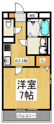 ベルシティ大鋸(1K/3階)の間取り写真