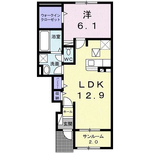 シオン III(1LDK/1階)の間取り写真