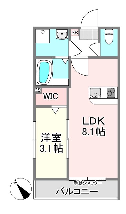 グランアズール(1LDK/2階)の間取り写真