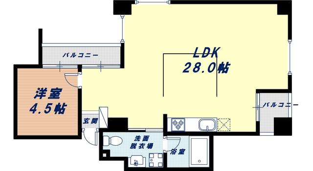 GARRET南堀江(1LDK/5階)の間取り写真