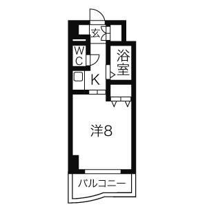 ラ・ポルテ堀田(1K/6階)の間取り写真
