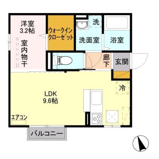 セジュール A(1LDK/1階)の間取り写真