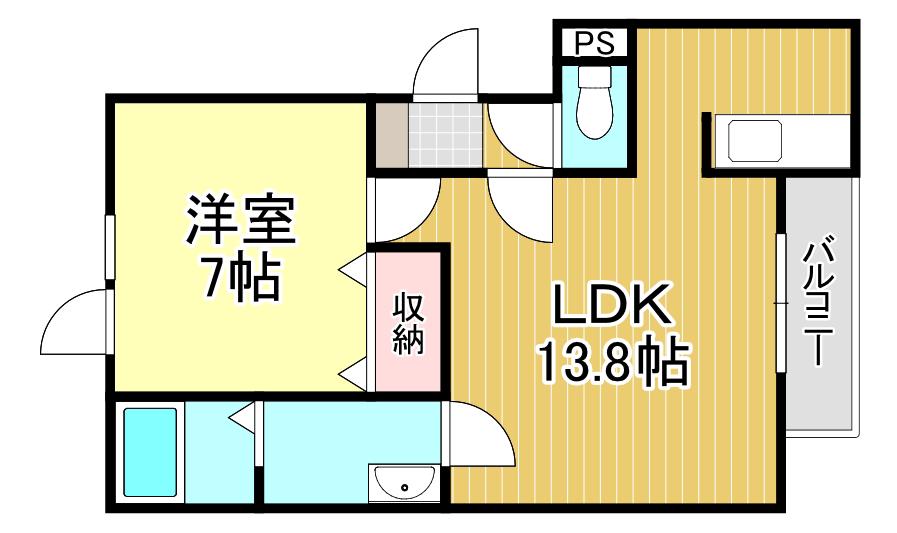 レインボーハウス シノン(1LDK/2階)の間取り写真