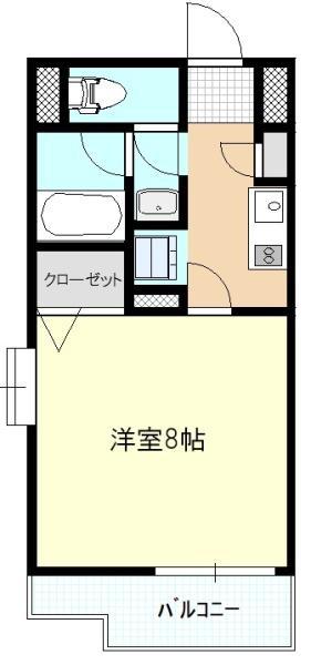 ブルーベイKAMIFUKUOKA5(1K/2階)の間取り写真