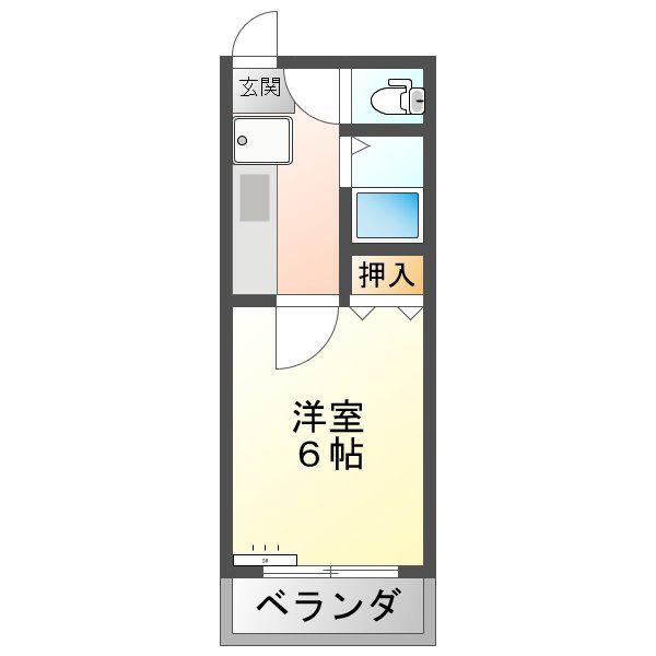 池之坊ハイツ(1K/1階)の間取り写真