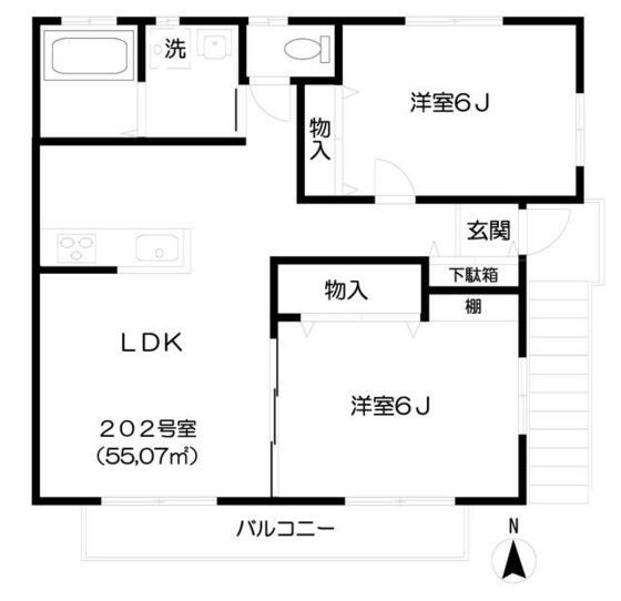 ワラビヒルズ(2LDK/2階)の間取り写真