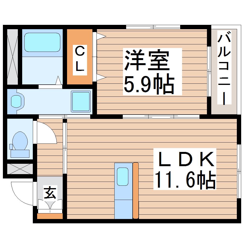 シャインパレス(1LDK/2階)の間取り写真