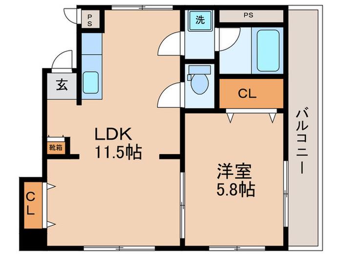 ドミール荻(1LDK/3階)の間取り写真
