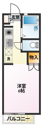 グランデュール大山(1K/2階)の間取り写真