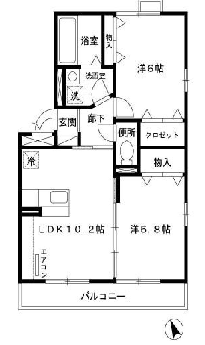ウィンザー大槻A(2LDK/3階)の間取り写真