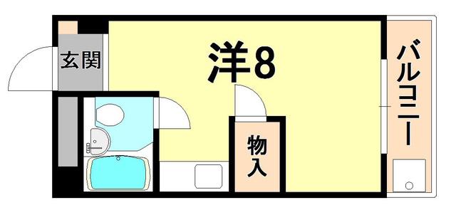 ワンライフ甲陽(ワンルーム/4階)の間取り写真