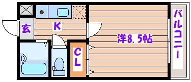 SUN-LIGHT・12(1K/5階)の間取り写真