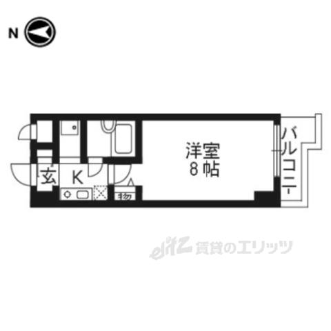 パラドール西院PARTⅠ(1K/5階)の間取り写真