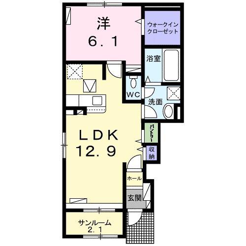 プレーヌI(1LDK/1階)の間取り写真