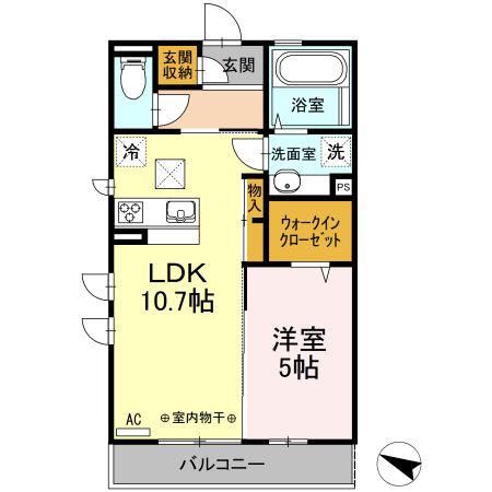 トレゾア(1LDK/1階)の間取り写真