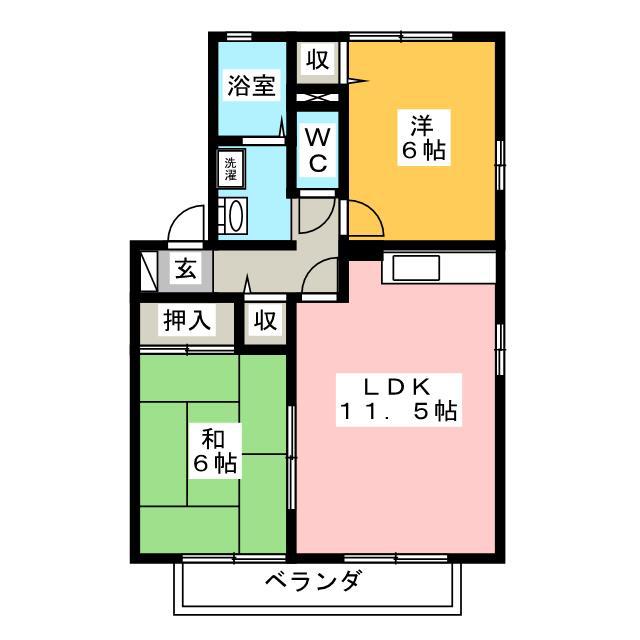 サニーコート栢之間A(2LDK/2階)の間取り写真