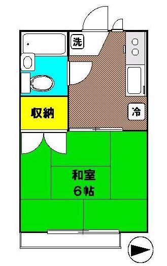 コーポむさしの(1K/1階)の間取り写真