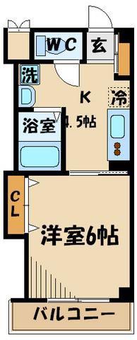 サンパラッツオ伍番館(1K/1階)の間取り写真