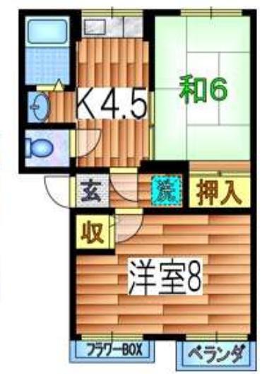 シティハイムサンモール 100B(2K/2階)の間取り写真