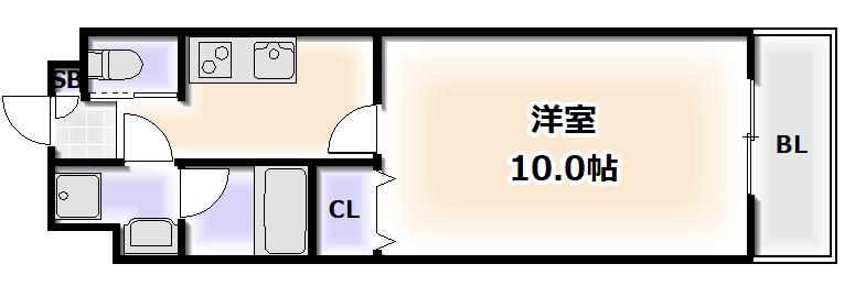 リッツスクエアランドキューブ(1K/6階)の間取り写真