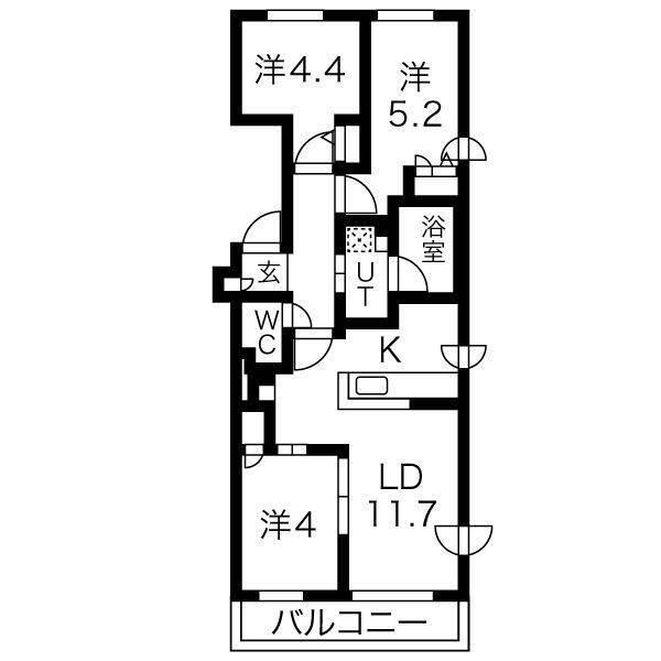 クラッセ札幌シティアクシア・ノーステラス(3LDK/4階)の間取り写真