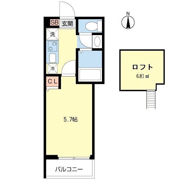 スクエア氷川台(1K/3階)の間取り写真