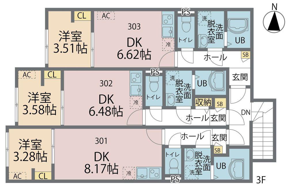 カインドネス七里(1DK/3階)の間取り写真