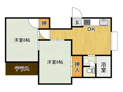 須屋ハイツ(2DK/1階)の間取り写真