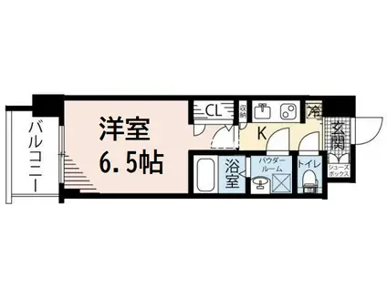 レジュールアッシュ心斎橋VITA(1K/5階)の間取り写真