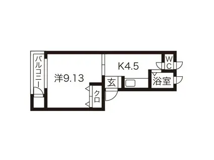 パンセスA(1K/1階)の間取り写真