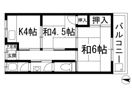 北泉荘(2K/2階)の間取り写真