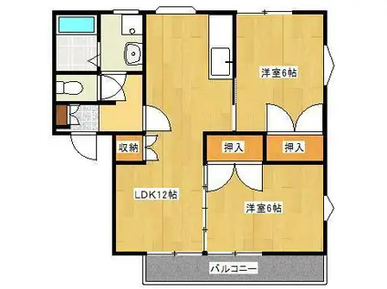上津コーポ E棟(2LDK/2階)の間取り写真