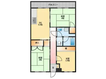 ソレアード滑石(3DK/1階)の間取り写真