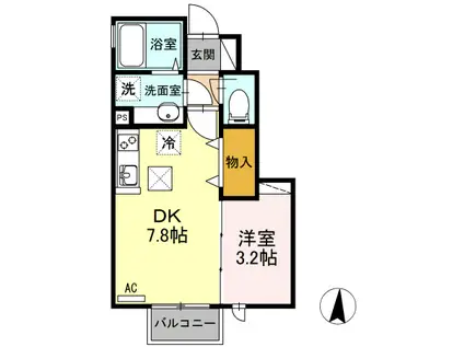 メゾン カアル(1DK/1階)の間取り写真