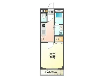 バーデンバーデンII(1K/1階)の間取り写真