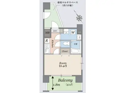 ベルア三宿(1K/8階)の間取り写真