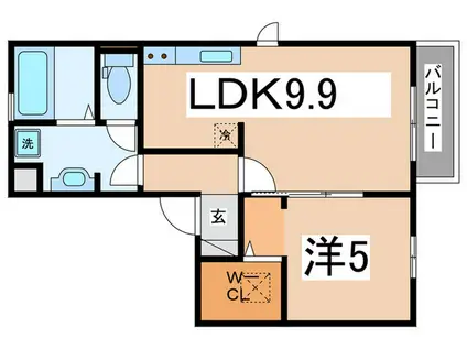 フェリオ吉田(1LDK/1階)の間取り写真