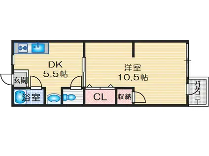 大協マンション(1DK/3階)の間取り写真
