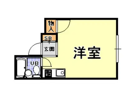 ベンリー芦屋(ワンルーム/3階)の間取り写真