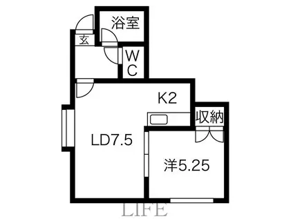 コンフォート北郷58(1LDK/2階)の間取り写真