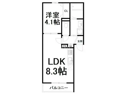 ALEGRIA京都南(1LDK/1階)の間取り写真