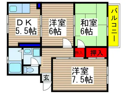 岩井ハイツ(3DK/1階)の間取り写真
