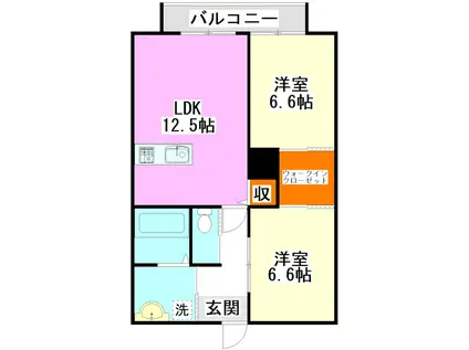 サンハイツ横田(2LDK/1階)の間取り写真